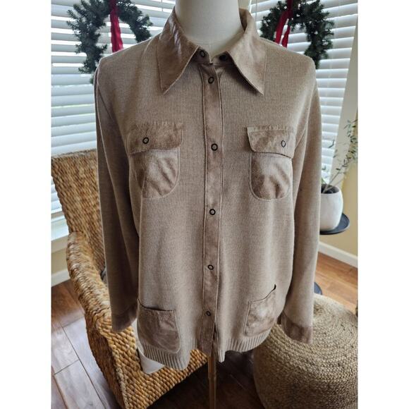 Freya Tops - Freya Wool Blend Collared Cardigan Sweater Women's Size M Bohemian Snaps